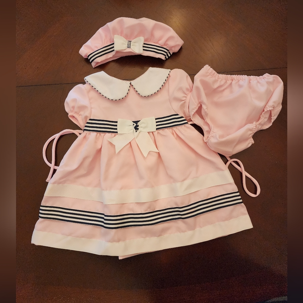 Pink, 3 piece set, baby girl dress, 24 mos, Rare Edition
